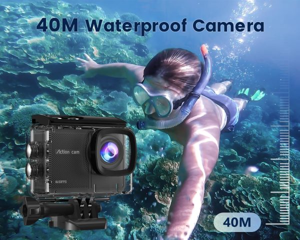 4K60FPS Waterproof Action Camera, 131ft Waterproof Camera Underwater with 64GB Card, 48MP Motorcycle Camera with 8X Zoom, EIS Helmet Camera, Sports Camera with Remote Control,2 * 1350mAh Batteries - Image 3
