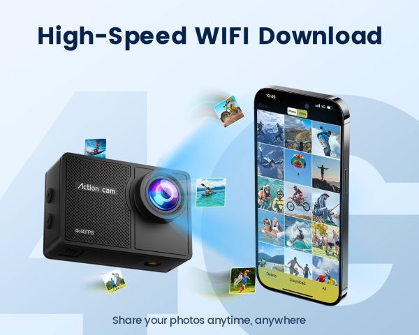 4K60FPS Waterproof Action Camera, 131ft Waterproof Camera Underwater with 64GB Card, 48MP Motorcycle Camera with 8X Zoom, EIS Helmet Camera, Sports Camera with Remote Control,2 * 1350mAh Batteries - Image 6