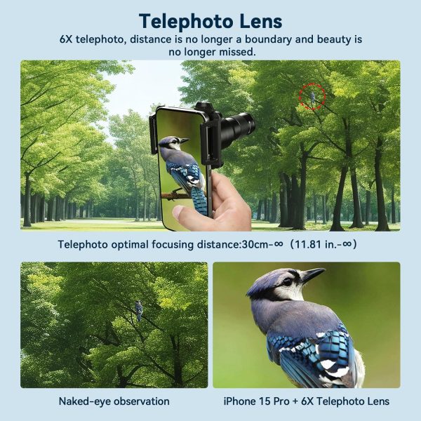 Evil eye 2 in 1 Phone Camera Lens Kit, 6X Telephoto Lens & 150mm Macro Lens with Universal Lens Clip, Phone Lens Attachment for iPhone and Andriod - Image 2