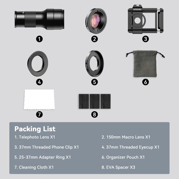 Evil eye 2 in 1 Phone Camera Lens Kit, 6X Telephoto Lens & 150mm Macro Lens with Universal Lens Clip, Phone Lens Attachment for iPhone and Andriod - Image 8