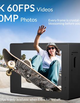icefox Action Camera 4K 60FPS 20MP, Underwater with EIS,5XZoom,App Support Video&Photo Editing,Waterproof Camera WiFi Remote Control for Cycling, Swimming, and Diving